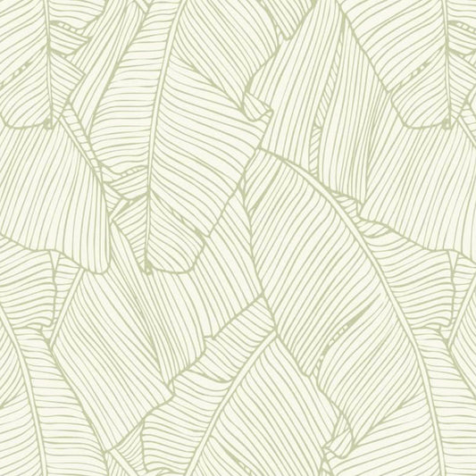 Moss Green Leafy Wallpaper Design