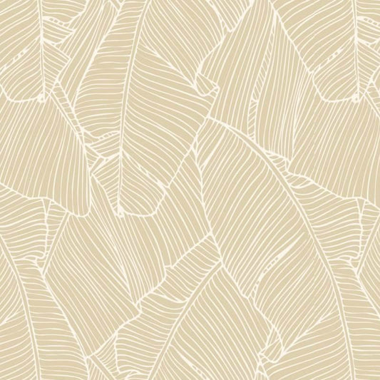 Elegant White Leafy Line Painting Wallpaper