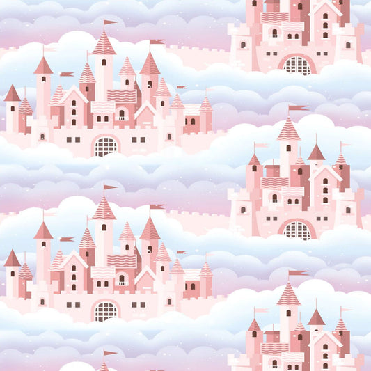 Cloud-Kissed Castle Wallpaper Design