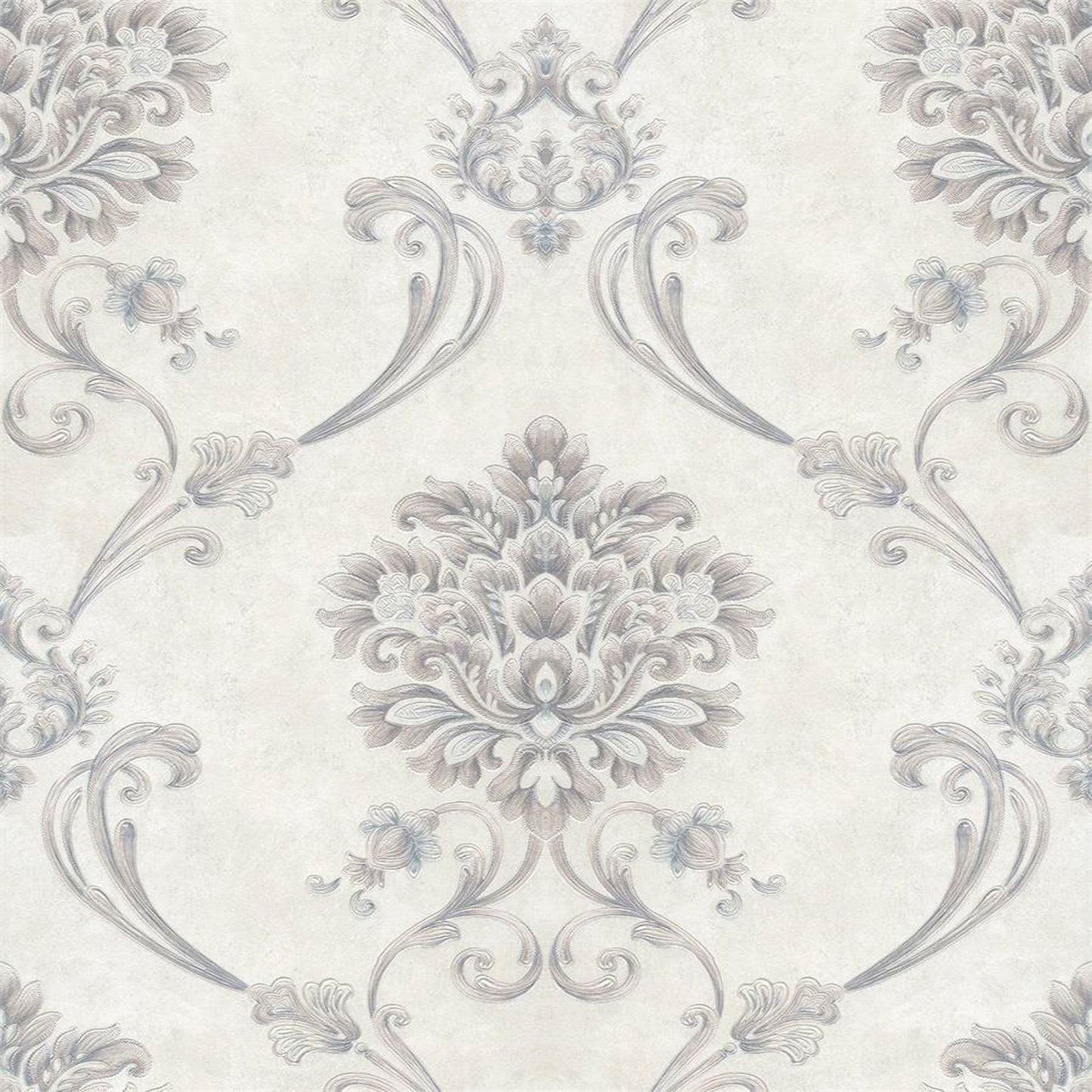 Regal Grey Damask Motif Wallpaper Design