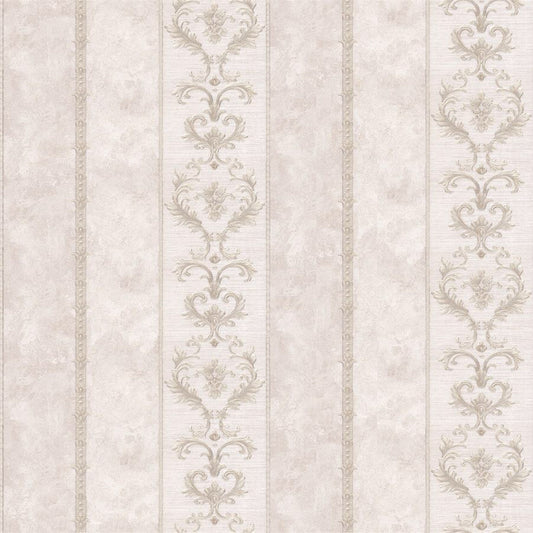 Grey Floral Damask Stripes Wallpaper