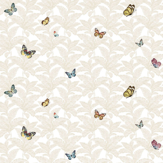 Vintage Grey Tropical Butterflies Wallpaper