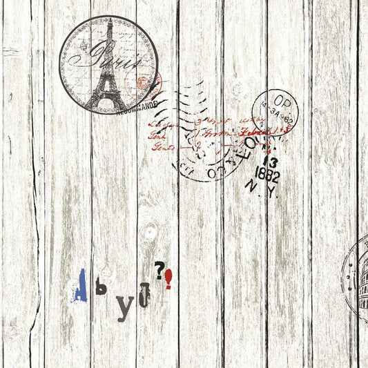 Doodled Stamp Wooden Wallpaper