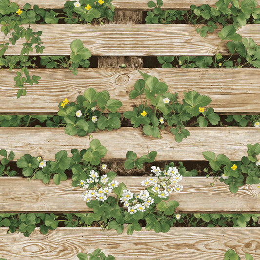 Greenery Natural Wood Plank Wallpaper
