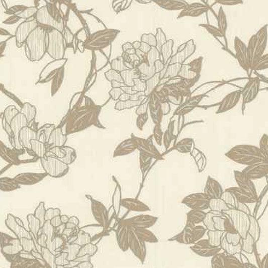 Retro Grey Flower Branches Wallpaper