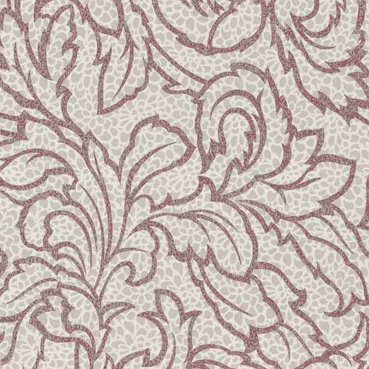 Mauve Floral Embossed Wallpaper